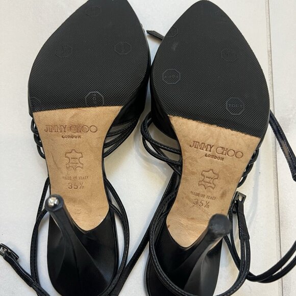 Jimmy Choo London Black Leather Strappy Heels - Picture 4 of 5